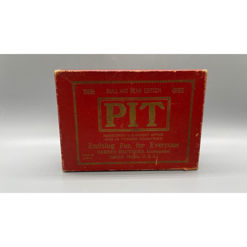 Antique 1919 Pit Card Game Bull and Bear Edition Parker Brothers Red Box